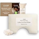 Coop Home Goods Adjustable Latex Cut-Out Pillow Queen, Talalay Latex &amp; Microfiber Fill, Ergonomic Shoulder Cut-Out, Naturally Cooling, Eco-Friendly, Medium Firm for Side Sleepers, GREENGUARD Gold