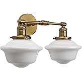 Pathson 2-Lights Milk White Glass Wall Sconce Lights, Modern Classic Wall Vanity Lighting for Living Room Bathroom Bedroom