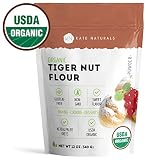 Organic Tiger Nut Flour - Kate Naturals. Perfect for Cookies, Baking. Sweet Flavor, Smooth Texture. Gluten-Free & Non-GMO. Large Resealable Bag. Paleo Friendly. 1-Year Guarantee (12oz)