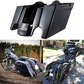 Us Stock Advanblack Vivid/Glossy Black 4 1/2 inch Extended Bags Bottoms Rear Fender Extension Stretched Saddlebags Fit for Harley Touring Street Glide Road Glide Road King Electra Glide 2014-2020