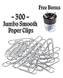 Klingy Smooth Paper Clips, JUMBO, With FREE BONUS Magnetic Clip Holder, Two Compartments