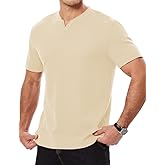 Dokotoo Men Men's Mens Waffle Cotton T Shirt Casual V-Neck Henley Shirt Short Sleeve Basic Tops Athletic Tee Shirts