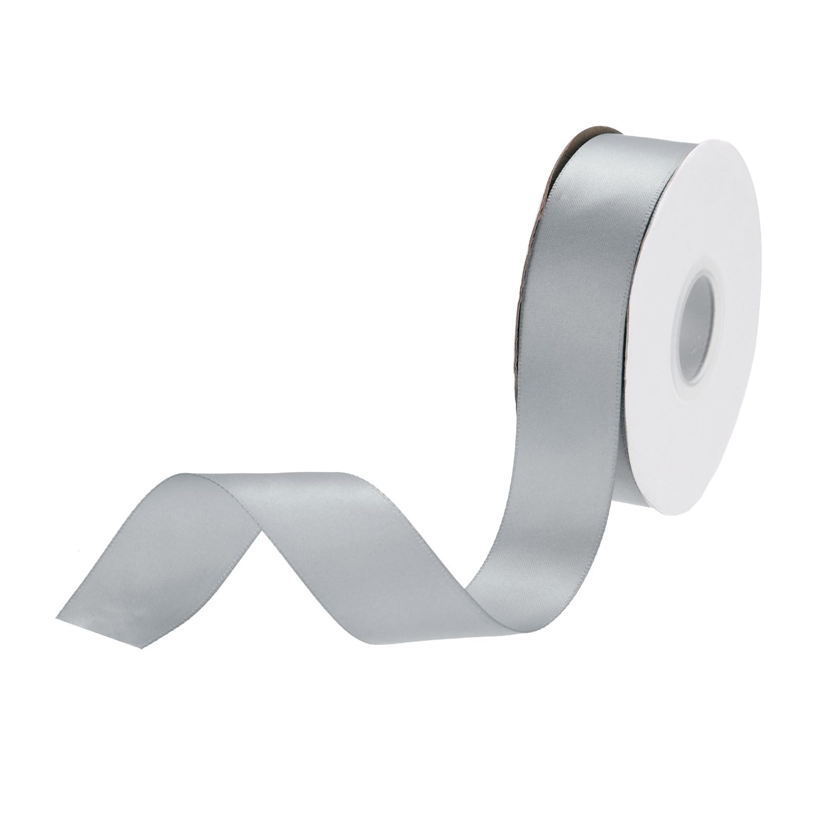 DMiotech 25mm Satin Ribbon 23m/75ft Thin Double Face Fabric Grosgrain Ribbon for Gift Wrapping Floral Hair Flower Bouquet, Steel Grey