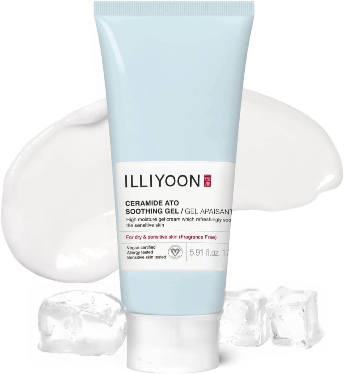 ILLIYOON Ceramide Ato Soothing Gel (175mL,5.91 Fl. Oz) | High Moisturizing Cooling Gel Lotion for Dry and Tired Sensitive Skin | Gentle for Infants and Adults | Vegan | Fragrance Free