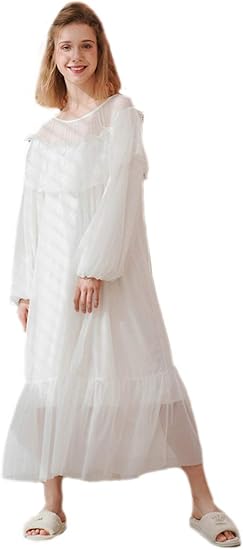 Amazon Slmjmyネグリジェ ルームワンピース パジャマ ルームウェア ロング お寝巻き 長袖 ロング丈 春夏秋 お姫様気分に レディース 可愛い セクシー 人気 ルームワンピース ネグリジェ 通販