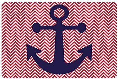 Navy anchor on Red Chevron Pattern Doormat Entrance Mat Floor Mat Rug Indoor/Outdoor/Front Door/Bathroom Mats Rubber Non Slip Size 23.6 x 15.7 inches