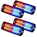 ASPL 4pcs 24-LED Surface Mount Grille Flashing Strobe Lights, Super Bright Mini LED Light-Head Emergency Hazard Warning lights for Construction Vehicle, SUV, Tow Truck Van (Red/Blue)