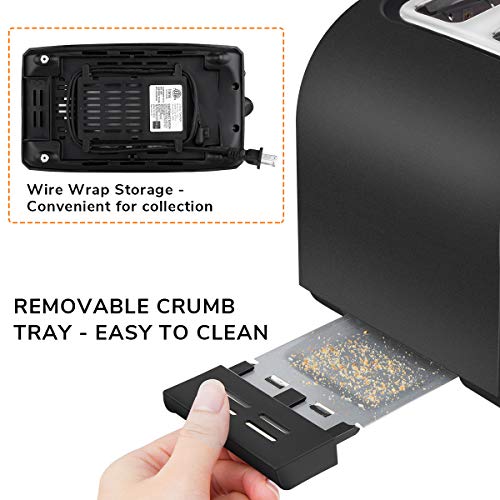 2 Slice Toaster CUSIBOX Wide Slot Toaster 2 Slice Best Rated Prime with Pop up Reheat Defrost