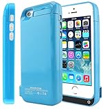 Sykiila 4200 mAh iPhone SE 5 5S 5C Battery Case Universal Rechargeable Backup Portable Charger External Power Case Pack for Iphone SE 5 5S 5C with Kickstand Holder Support Blue