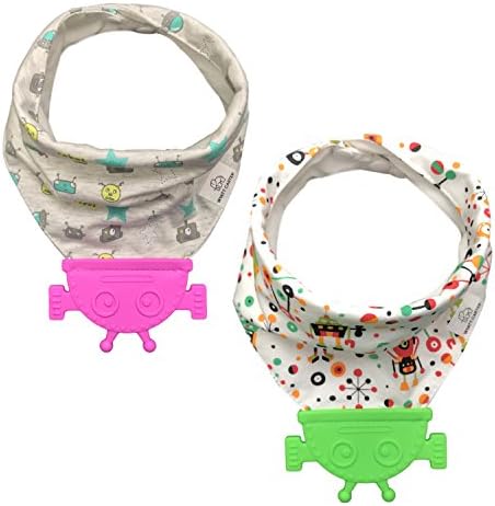 Baby Teether Bibs - Bandana Drool Bibs for Teething and Drooling 2-Pack by Wyatt Carter Baby