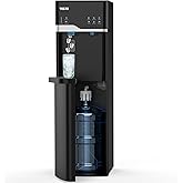 VECYS Bottom Loading Ice Maker Self-Clean Hot Cold Water Dispenser for 5 Gallon Bottle, 22LBS Daily Ice Making, Child Safety