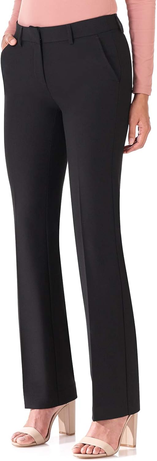 Rekucci Women's Smart Stretch Desk to Dinner Straight Leg Pant w/Zipper Closure: Clothing