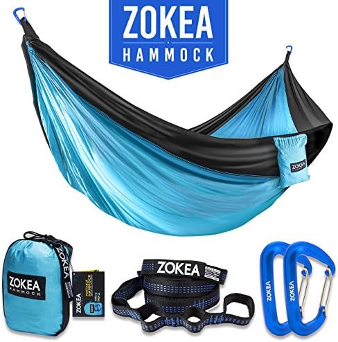 Hammock Double Camping Hammock Portable Parachute Nylon Hammock With Tree Straps &amp; Carabiners For Hiking, Backpacking, Camping, Travel, Beach, Yard, 600lbs