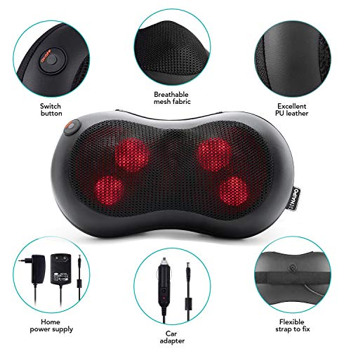 Naipo Shiatsu Massage Pillow Back Neck Massager With Heat Kneading For