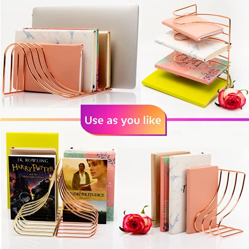 Book Sorter Organizer Magazine Holder Rose Gold Desk Accessories