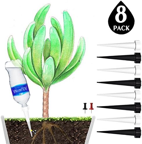 DCZTELG Plant Waterer Spikes Devices System-Automatic Drip Irrigation Watering Care Your Flower Travel Forgetting Potted Plants Black&amp;White (8pack)