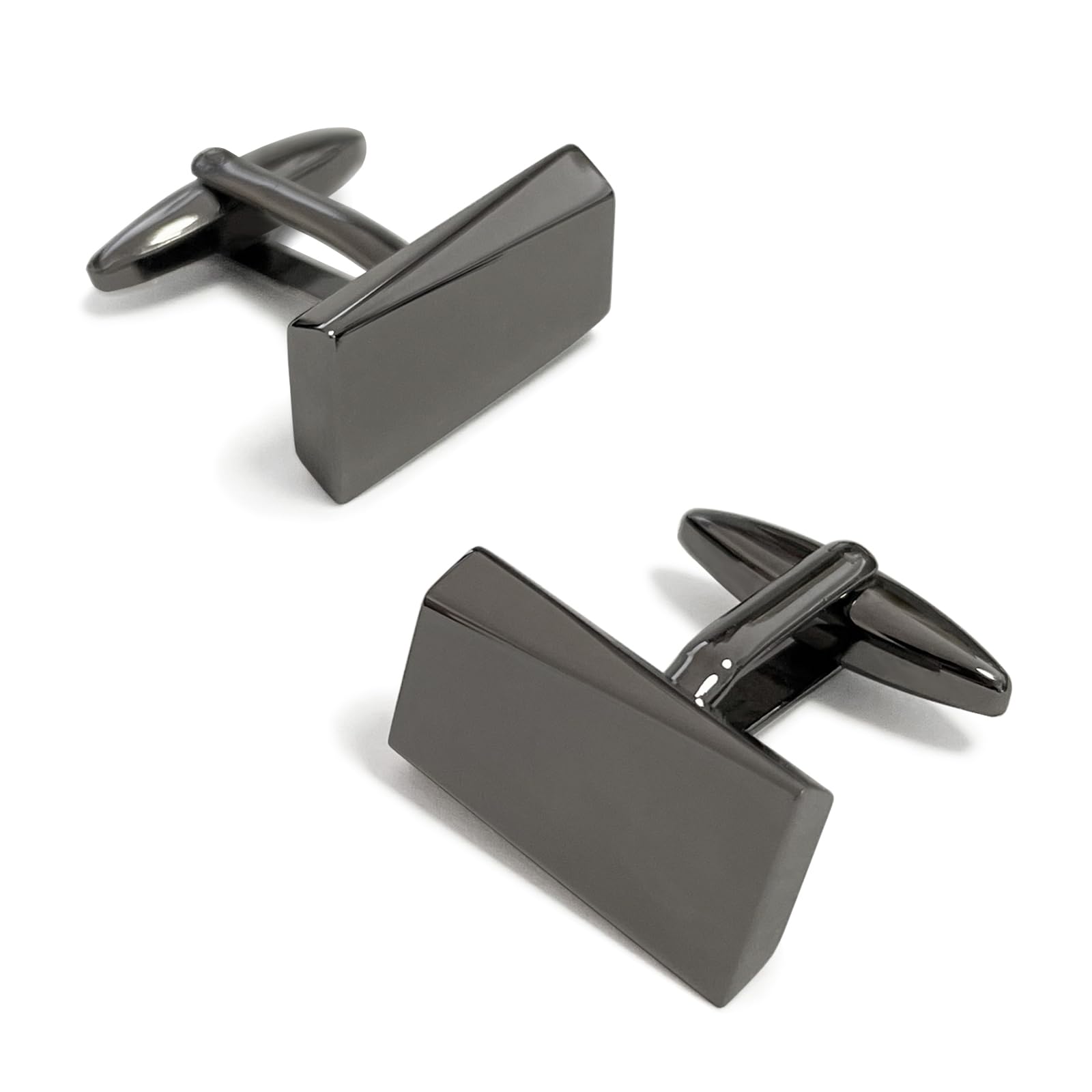 MERIT OCEAN Cufflinks for Men, Black Cuff Link Mens Classic Stainless Steel Wedding Business Gifts (Black)