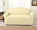 Form Fit Stretch, Stylish Furniture Cover / Protector Featuring Lightweight Twill Fabric. Dawson Collection Basic Strapless Slipcover. By Home Fashion Designs Brand. (Loveseat, Beige)