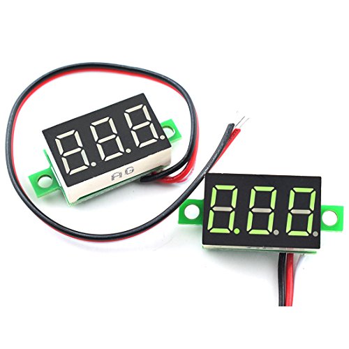 HJ Garden 2pcs Mini Digital Voltmeter 0.36-Inch DC 0V-30V 3 Wire LED Display Voltage Tester DIY Auto/Motorbike Battery Voltage Monitor Green LED