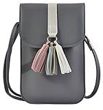 Volcanic Rock Tassel Crossbody Purse and Handbags Mini Cellphone Pouch Wallet Bag(502631 Grey)