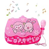M SANMERSEN Karaoke Machine Toys for 3-6 Year Old Girls, Portable Musical Bag with Microphone Karaoke Player Toys for Girls Gifts Age 3 4 5 6 Xmas Gifts Pink