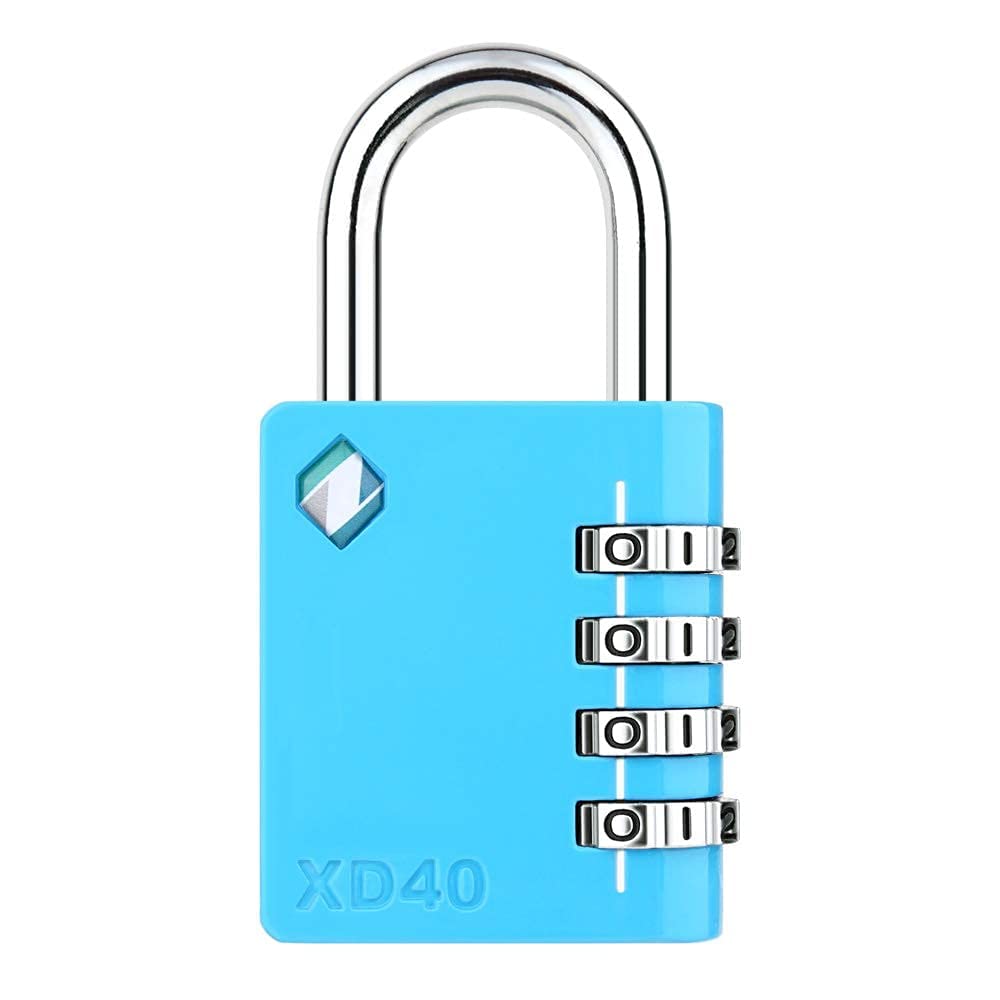 [ZARKER XD40] Heavy Duty Outdoor 4-Digit Combination Padlock for Locker, Gym, gate, shed, Tool Box, Door, Cabinet and Garage with Code - Blue 1pack