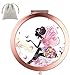 Dynippy Compact Mirror Rose Gold Makeup Mirror Folding Mini Pocket Mirror Portable Hand Mirror Double-Sided 2 x 1x Magnification for Woman Girls (A-Butterflies Girl)