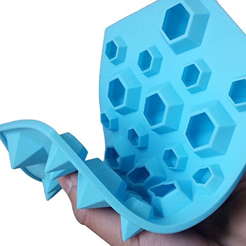Anshinto Diamond Mold Ice Cube Tray 27 Cavities Crystal Silicone Ice Mold Candy Mould (Blue)