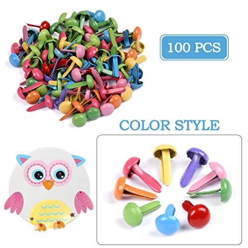 YANSHON 350 Pcs Mini Brads, Round Head Metal Brad Paper Fastener in Three Sizes, Decorative Brads for Arts Crafts Scrapbooking Making and DIY