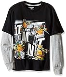 Teenage Mutant Ninja Turtles Big Boys' Long Sleeve T-Shirt Shirt Twofer, Black, X-Large/18/20