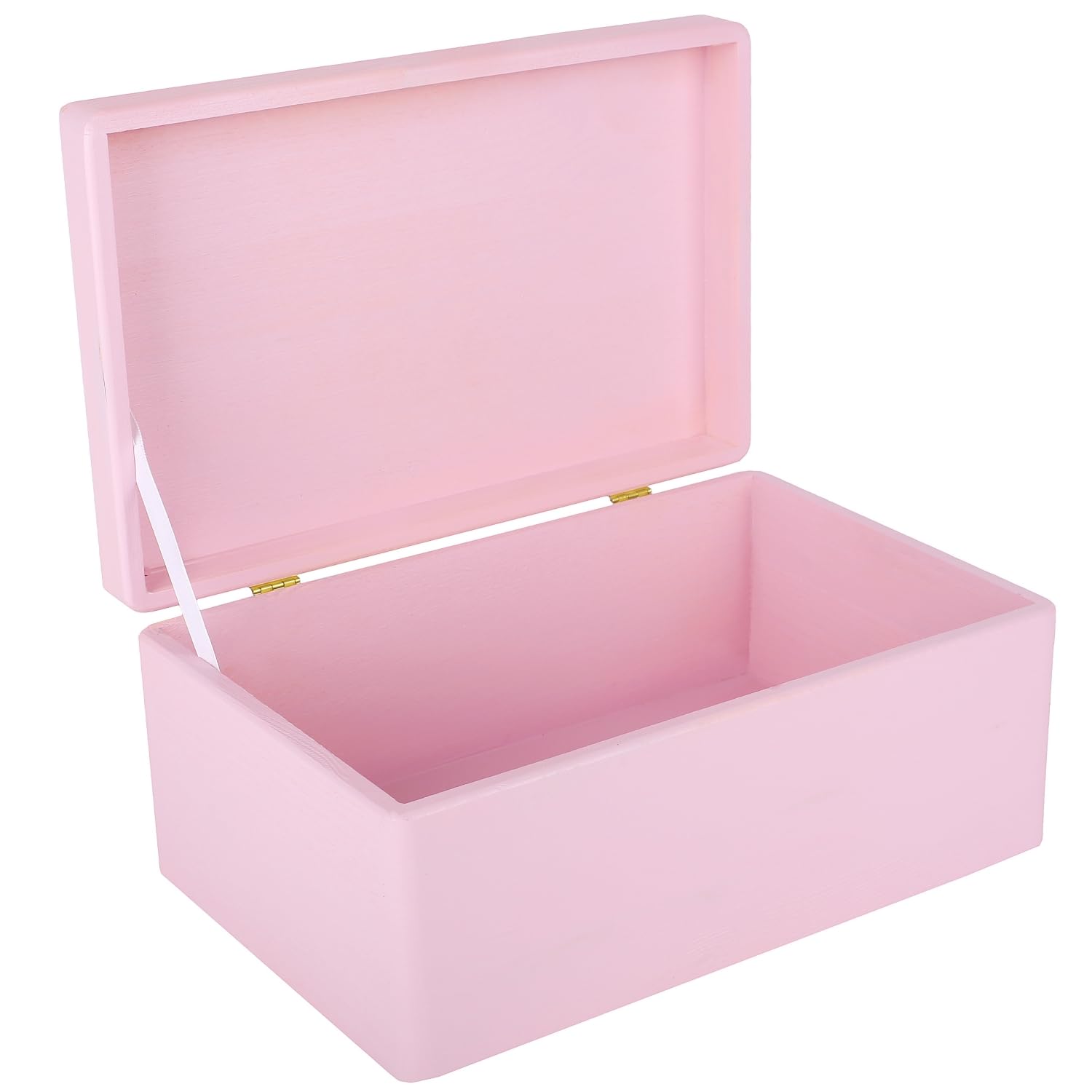 Creative Deco Large Pink Plain Wooden Storage Box with Lid | 30x20x14cm (+/-1 cm) | Hinged Lid | Gift Christmas Xmas Box Kitchen Storage | ROUGH & UNSANDED Wood Keepsake Memory Craft Chest