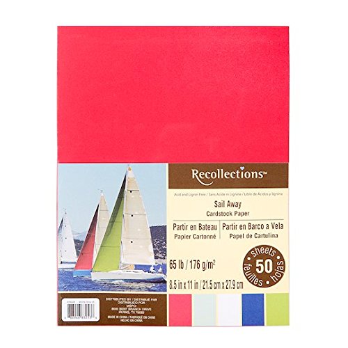 Recollections Sail Away Cardstock Paper, 8.5" X 11" - 50 Sheets, 5 Colors