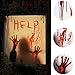 ALUCKY Halloween Window Cover, Decorations Indoor Party Bloody Curtain, Door Cover, Scary 