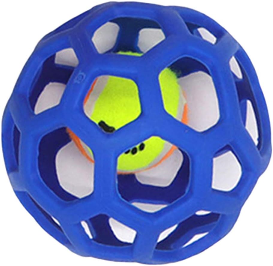 haixclvyE Environmental Dog Toy Tennis Ball Chew Scratch Playing Toy Hollow Ball Bite Resistant Stretch Rubber Ball Puzzle Pet Toy Ball
