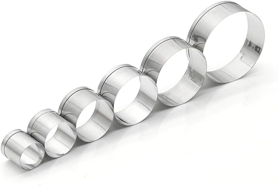 xixili441 Stainless Steel Cookie Cutters Set 6Pcs Round Shape Fondant Baking Mold for Biscuit Cake Silver