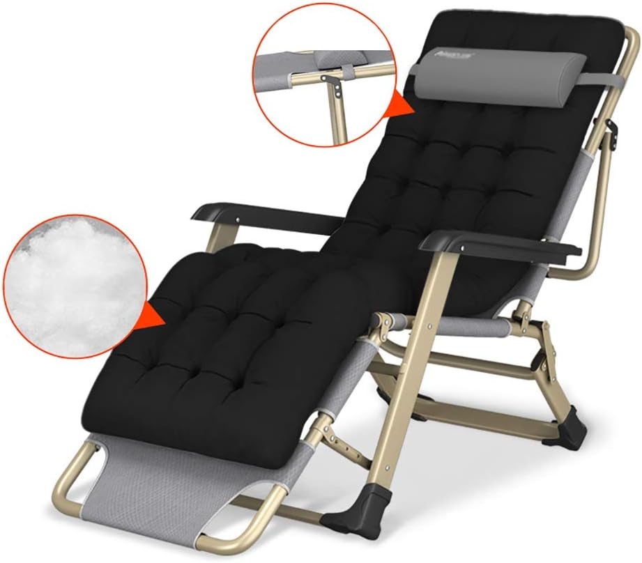 Amazon Com Lxf Reclining Patio Chairs With Support Rod Black Pearl Cotton Pad Garden Folding Chairs Padded Zero Gravity Lounge Deckchairs Garden Outdoor