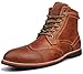Kunsto Men's Leather Lace up Classic Brogue Boot US Size 9.5 Brown