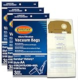EnviroCare Replacement Micro Filtration Vacuum Cleaner Dust Bags for Eureka Style AA Victory and True HEPA Uprights. 9 Pack, Paper White