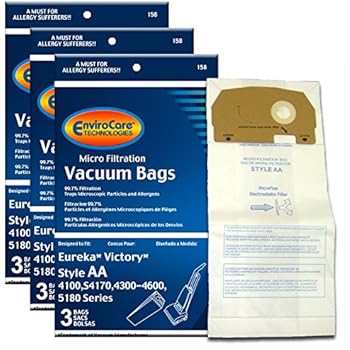 EnviroCare Replacement Micro Filtration Vacuum Cleaner Dust Bags for Eureka Style AA Victory and True HEPA Uprights. 9 Pack