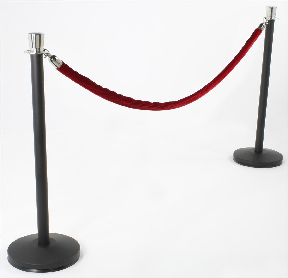 Stanchion Set (2) 39"h Matte Black and Chrome Stanchion Posts with a