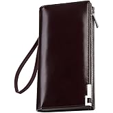 VANNANBA Long Wallet Men Leather,RFID Blocking Oil Leather Zipper Wallet for Men Clutch Bag,with Gift Box