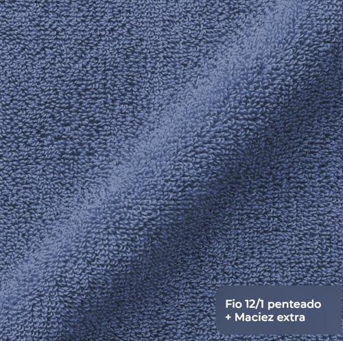 Decolab Jogo de Toalhas Air Light 100% Algodão (Azul-marinho, 4 Peças) Toque Suave, Gramatura de 420g/m², Kit Toalha de Banho 138 x 68cm / Toalha de Rosto 65 x 45cm