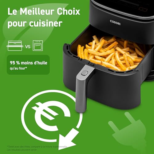 COSORI Air Fryer 6L TurboBlaze, 9-in-1 Oil-Free Fryer, 5-Speed DC Motor, Compact, 53dB Quiet, -64% Energy, Non-stick Dishwasher Basket, Up to 3-5 People, 30-230°C