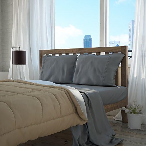 Setaluna Premier Soft and Silky Satina Bed Sheet Set, King, Gray