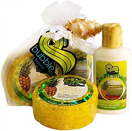 Bubble Shack Hawaii Juicy Pineapple Loofah Soap and Body Lotion Duo Gift Set