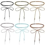 6 PCs Long Leather Velvet Bolo Tie Lariat Choker Necklace with Spike Beads for Women