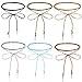 6 PCs Long Leather Velvet Bolo Tie Lariat Choker Necklace with Spike Beads for Women