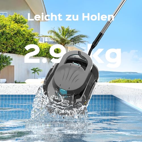 BRINBO S1PRO 2026 Upgrade Poolroboter mit 120 Min Automatisch Reinigungszeit, Poolsauger Akku mit Dual-Motoren, 2,5H Ladezeit, Leichter Poolreiniger für Oberirdische Pools bis 100 m², Grau&Blau