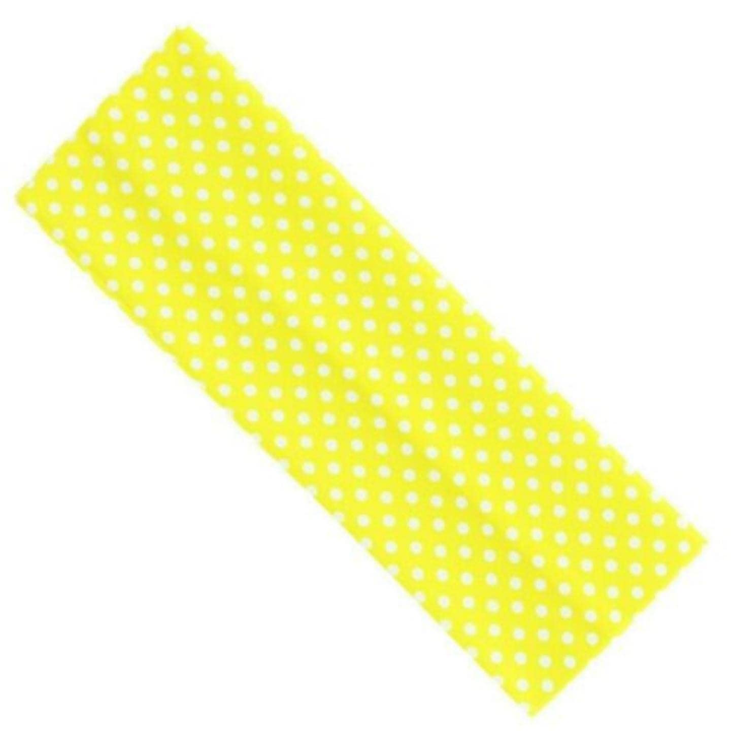 Topkids Accessories Yoga Headband Head Band Kylie Hairband Hair Band Hair Bandeau Stretchy Elastic Gym Sports Fabric For Women, Men and Boys, Girls (7cm / 2.7", Yellow Mini Polka Dot)