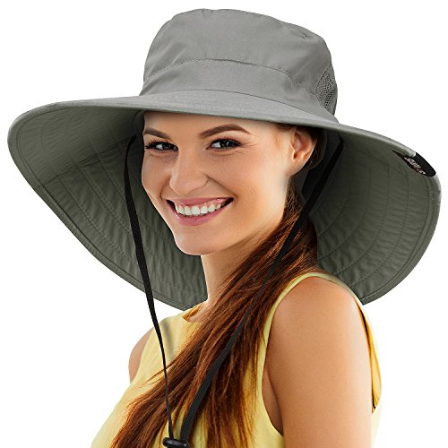 Unisex Sun Hat Fishing Boonie Cap Wide Brim Safari Hat with Adjustable Drawstring for Women Kids Outdoor Hiking Hunting Boating Desert Hawaiian by Tirrina